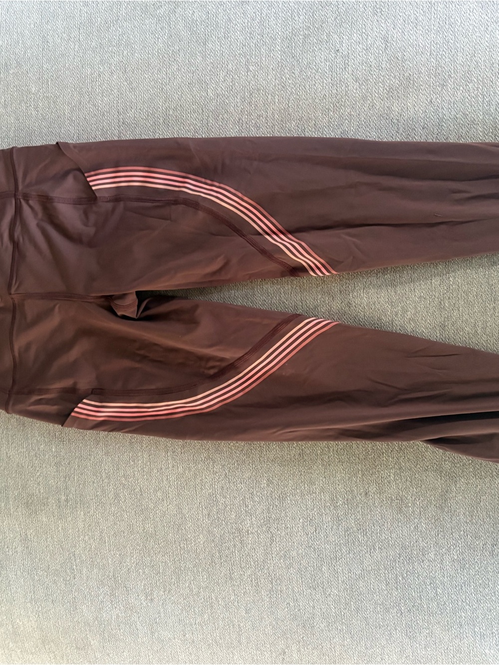 lululemon athletica Brown Leggings with Pink Stripe Detail
